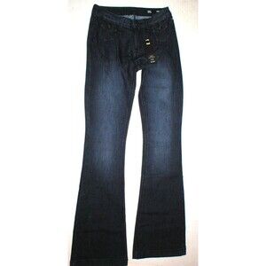 New NWT $99 Designer Buffalo David Bitton Jeans Womens 24 X 33 Mid Rise Flare Dk